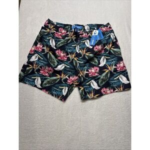 Blue Wave Men's XL Tropical Floral Swim Shorts New With Tags Never Worn Trunks